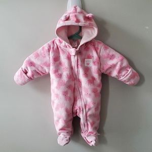 CARTERS Baby Girls Pink Foxes Bunting, Snowsuit